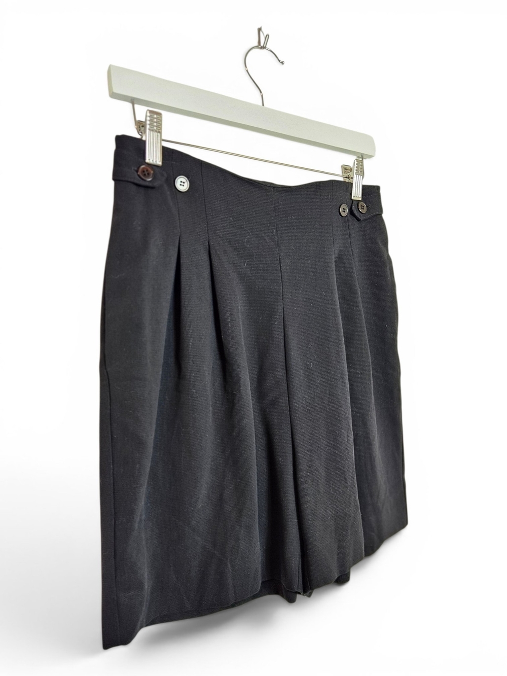 Vintage Bentley Arbuckle Linen Shorts Sz 10 High Rise Pleated Black Tab Waist